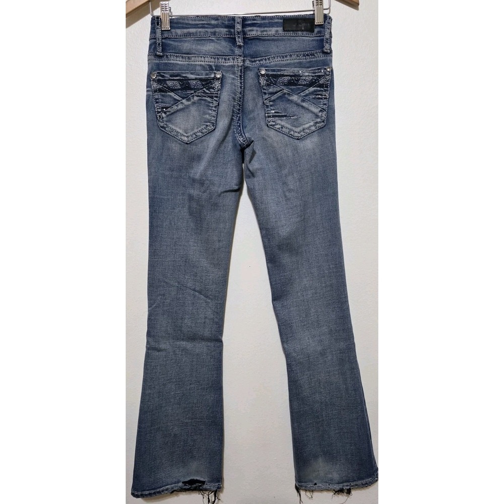 Daytrip Jean Women 24x30 Lynx Bootcut Low Rise Stretch Blue Pocket Flare Y2K EUC - Picture 3 of 7
